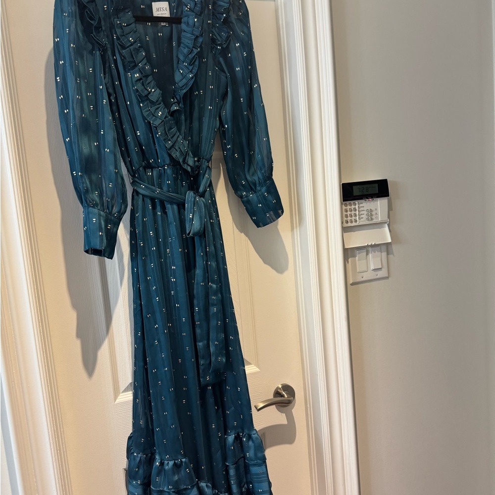 Misa Los Angeles Teal Long Sleeve Dress